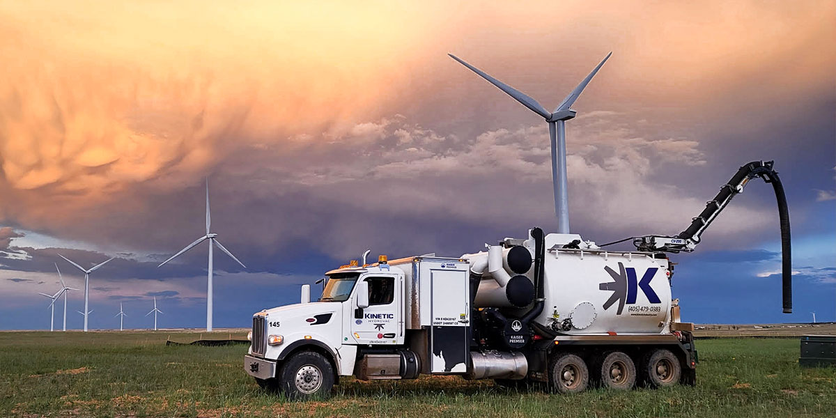 Hydrovac truck at wind farm